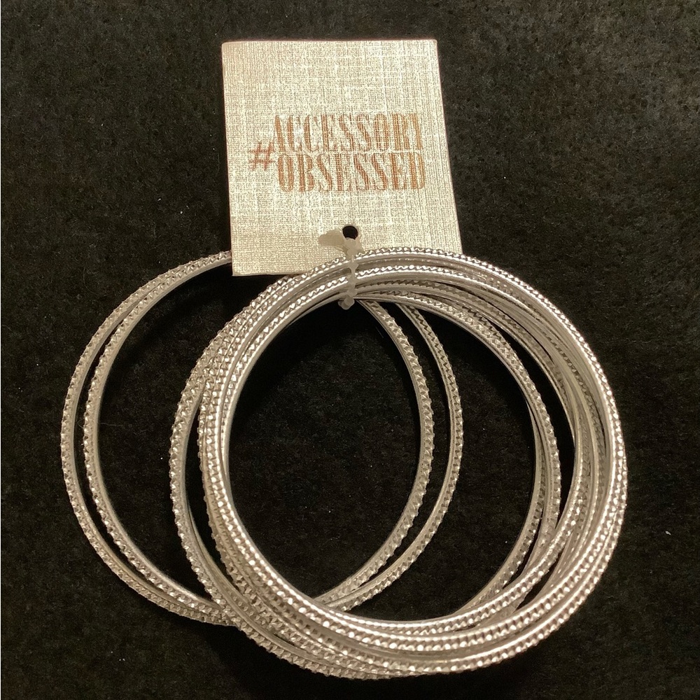 Silver Bangle Bracelet Set